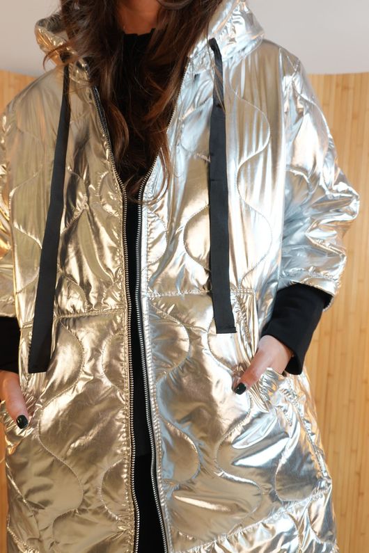 Mirabel Metallic Quilted Jacket Silver